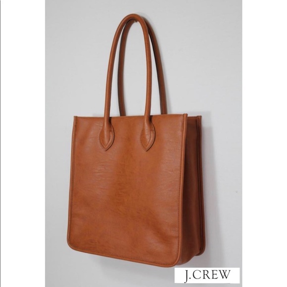 J. Crew Handbags - J.Crew Vegan Camel Tan Faux Leather Tote Bag